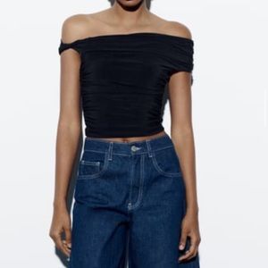 Zara ruched asymmetrical top